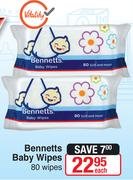 Bennetts Baby Wipes 80 Wipes-Each