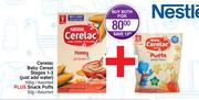 Cerelac Baby Cereal Stages 1-3(Just Add Water) Assorted-500g Plus Nestle Snack Puffs 50g-For Both