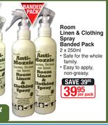 Anti Mozzie Room Linen & Clothing Spray Banded Pack-2 x 250ml Per Pack