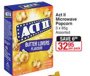 Act II Microwave Popcorn 3x85g Assorted-Per Pack