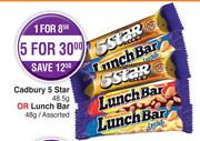 Cadbury 5 Star 48.5g Or Lunch Bar 48g Assorted-For 5