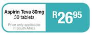 Aspirin Teva 80 mg 30 Tablets