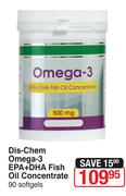 Dis-Chem Omega 3 EPA + DHA Fish Oil Concentrate 90 Softgels