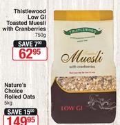 Thistlewood Low Gi Toasted Muesli With Cranberries-750g