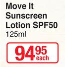 Tropitone Move It Sunscreen Lotion SPF50-125ml Each