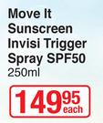 Tropitone Move It Sunscreen Invisi Trigger Spray SPF50-200ml Each