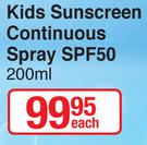Everysun Kids Sunscreen Continuous SPF50-200ml Each