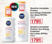 Nivea Sensitive Immediate Protect+ Sun Allergy Protection Sun Spray SPF50+-200ml Each