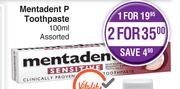 Mentadent P Toothpaste Assorted-100ml