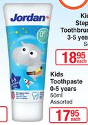 Jordan Kids Toothpaste 0-5 Years Assorted-50ml Each