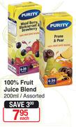 Purity 100% Fruit Juice Blend-200ml Each