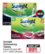 Sunlight Dishwashing Tablets Expert 23's Or 5 in 1 Action 28's-Each