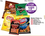 Simba Chips-36g Or Lay's-36g Or Doritos-45g Or Ghost Pops-30g Or Fritos-65g-For 4