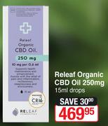 Releaf Organic CBD Oil 250mg Drops-15ml
