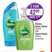 Radox Body Wash 250ml Or Hand Wash 300ml Assorted-For 2