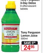 Tony Ferguson Lemon Juice-500ml