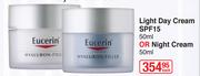 Eucerin Light Day Cream SPF15 Or Night Cream-50ml Each