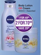Nivea Body Lotion Or Cream Assorted-2 x 400ml 