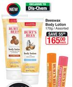 Burt's Bees Beeswax Body Lotion Assorted-170g Each