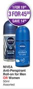 Nivea Anti Perspirant Roll-On For Men Or Women-3X50ml 
