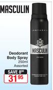 Masculin Deodorant Body Spray-250ml Each