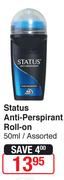 Status Anti Perspirant Roll On-50ml Each