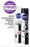 Nivea Anti Perspirant Deodorant For Men Or Women-200ml Each