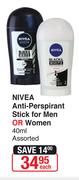 Nivea Anti Perspirant Stick For Men Or Women-40ml Each