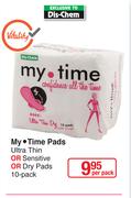 My Time Pads Ultra Thin Or Sensitive Or Dry Pads 10's-Per Pack