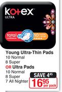 Young Ultra Thin Pads 10 Normal, 8 Super Or Ultra Pads 10 Normal/8 Super/7 All Nighter-Per Pack