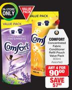 Comfort Cencentrated Fabric Conditioner Refill Pouch Value Pack-4X800ml