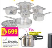 Tissolli 12 Piece Saphire Stainless Steel Cookware Set