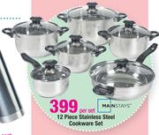 Mainstays 12 Piece Stainless Steel Cookware Set-Per Set