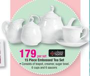 Always Home 15 Piece Embossed Tea Set-Per Set
