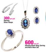 Sterling Silver Ring, Earring & Neck Wear Set
