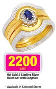 9ct Gold & Sterling Silver Quinn Set With Sapphire