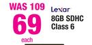 Lexar 8GB SDHC Class 6