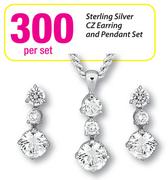 Sterling Silver CZ Earring & Pendant Set