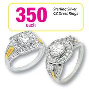 Sterling Silver CZ Dress Rings-Each