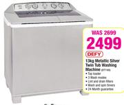 Defy 13kg Metallic Silver Twin Tub Washing Machine DTT 165