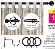38mm Stainless Steel U-Arm For Holdback Curtain Rod (Black)