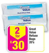 Great Value Refuse Bags-2 x 20's