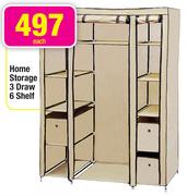 Home Storage 3 Draw 6 Shelf