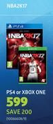 NBA2K17 For PS4 Or XBox One