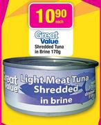 Great Value Shredded Tuna In Brine-170G