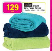 Always Home Zig Zag Coral Fleece Throws Each