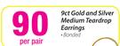 9ct Gold And Silver Medium Teardrop Earrings-Per Pair