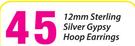 Sterling Silver Gypsy Hoop Earrings-12mm Per Pair