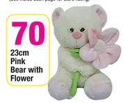 Pink Bear With Flower-23cm