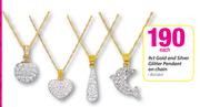 9ct Gold And Sliver Glitter Pendant On Chain Bonded-Each